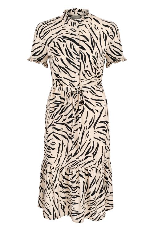  ZEBRA DESENLİ MİDİ KLOŞ ELBİSE