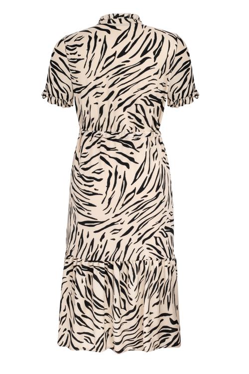  ZEBRA DESENLİ MİDİ KLOŞ ELBİSE