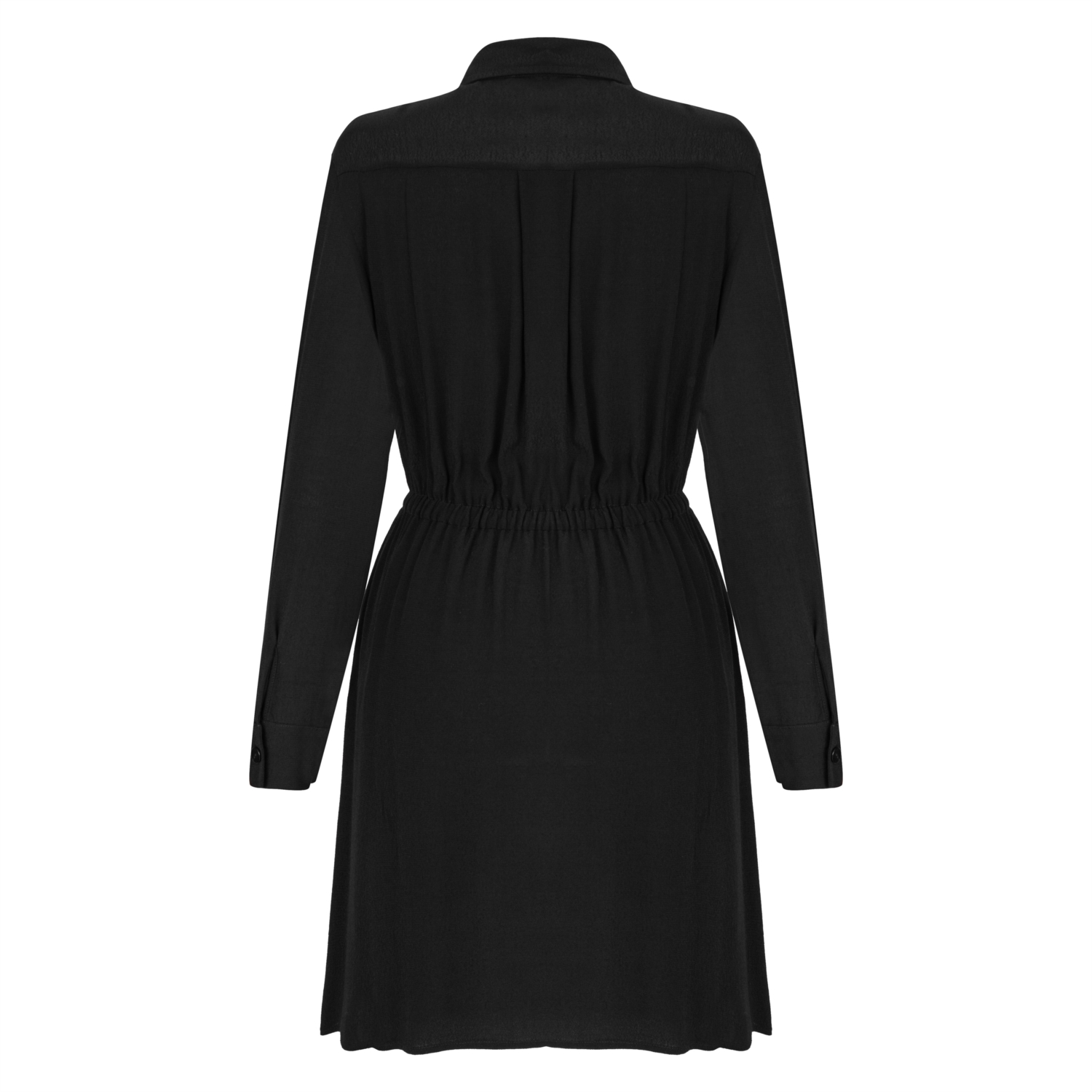 BELİ LASTİKLİ MİNİ GÖMLEK ELBİSE