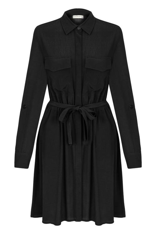  BELİ LASTİKLİ MİNİ GÖMLEK ELBİSE