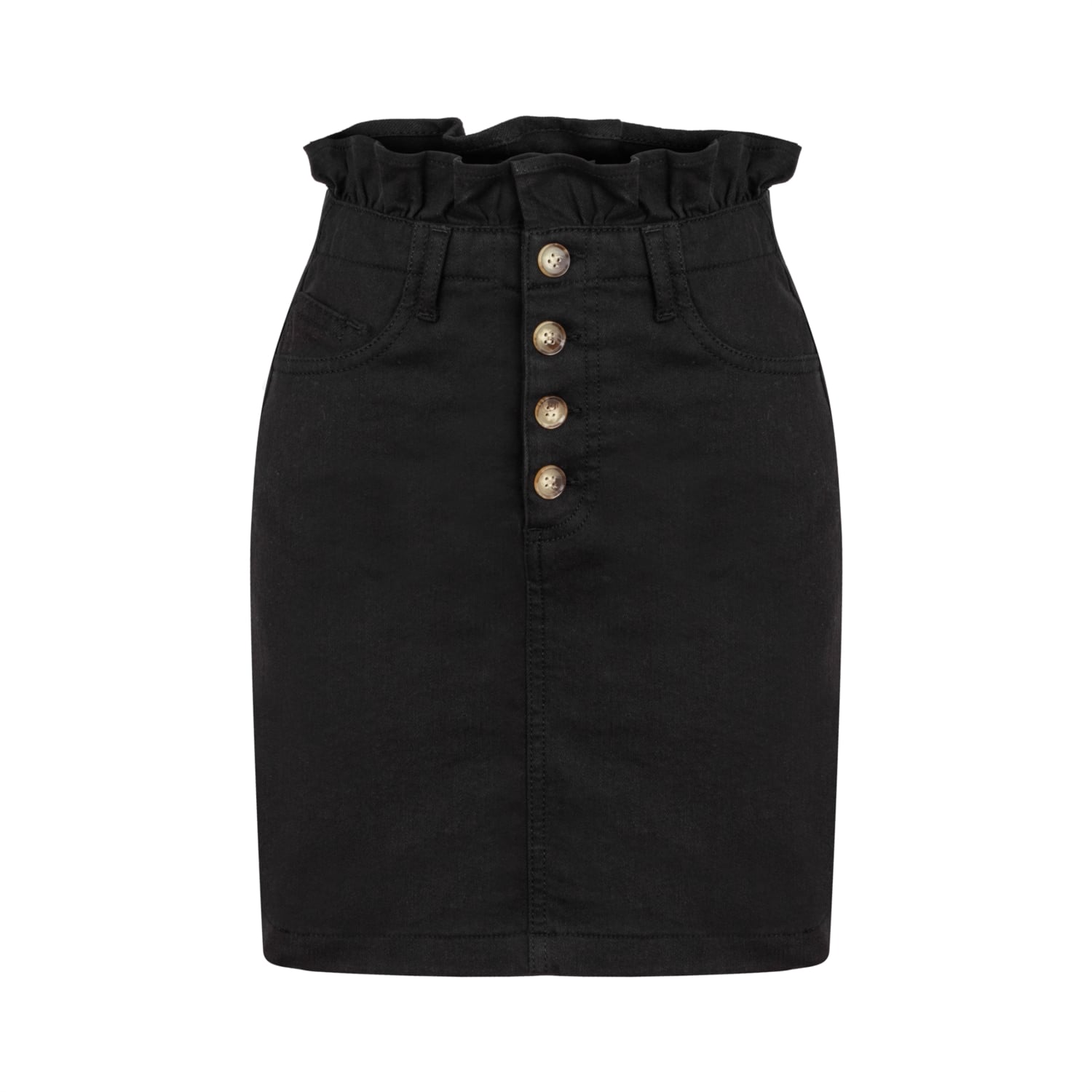 DÜĞME DETAYLI PAMUKLU MİNİ DAR ETEK