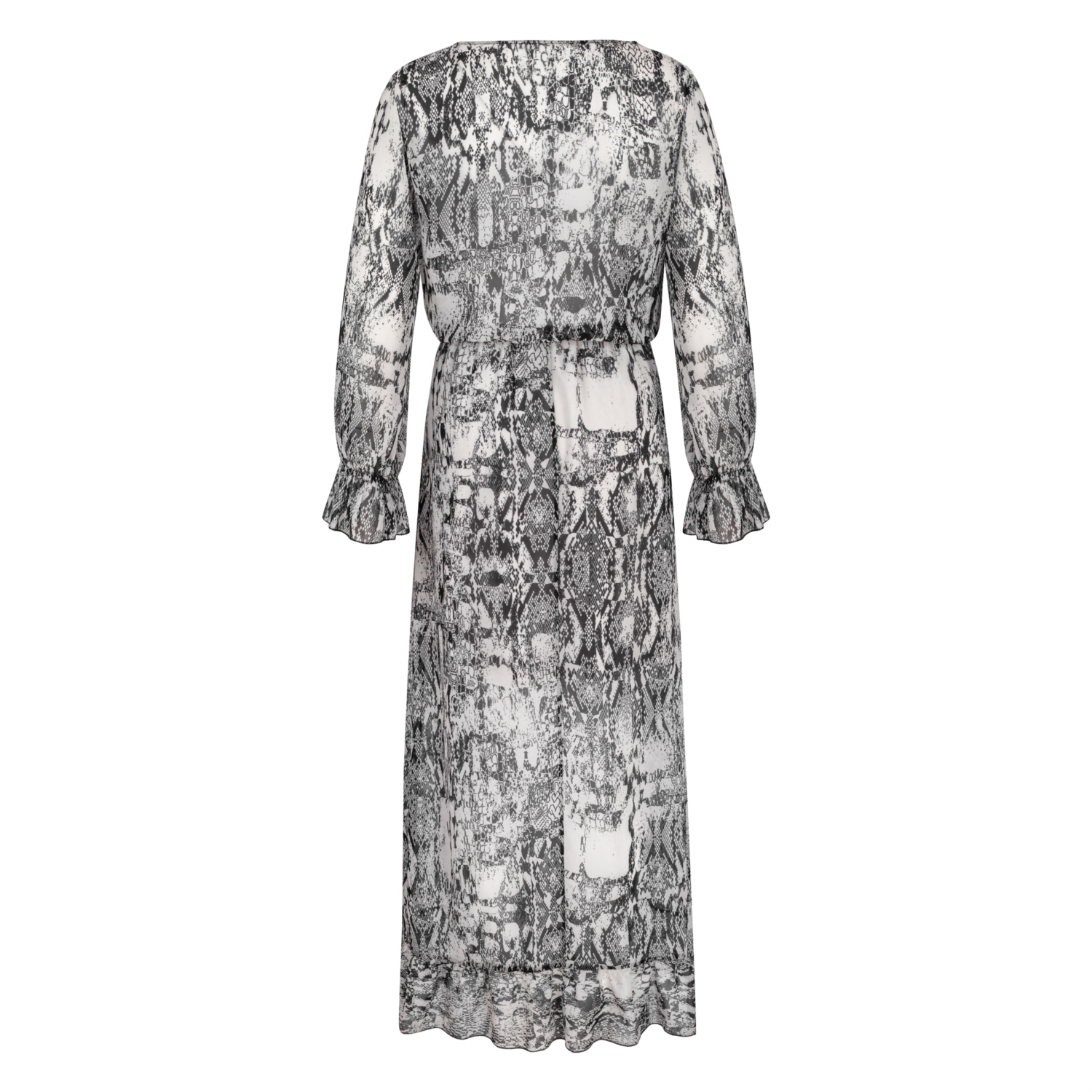 YILAN DERİSİ DESENLİ MAXI ELBİSE