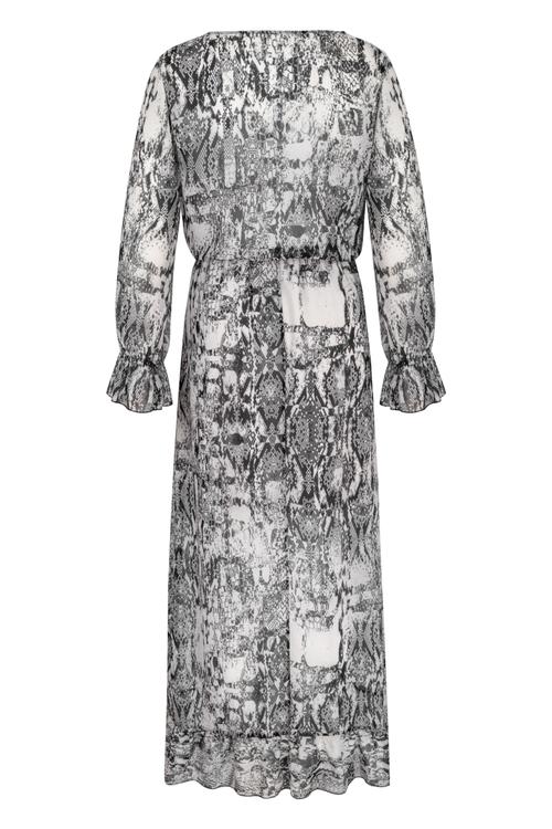  YILAN DERİSİ DESENLİ MAXI ELBİSE