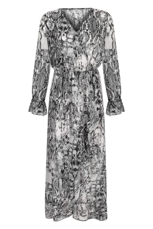  YILAN DERİSİ DESENLİ MAXI ELBİSE