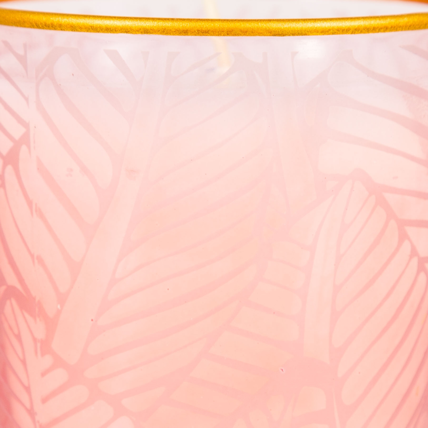 LEAF  KOKULU CAM BARDAK MUM PEMBE