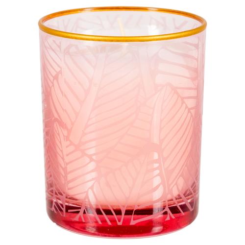  LEAF  KOKULU CAM BARDAK MUM PEMBE