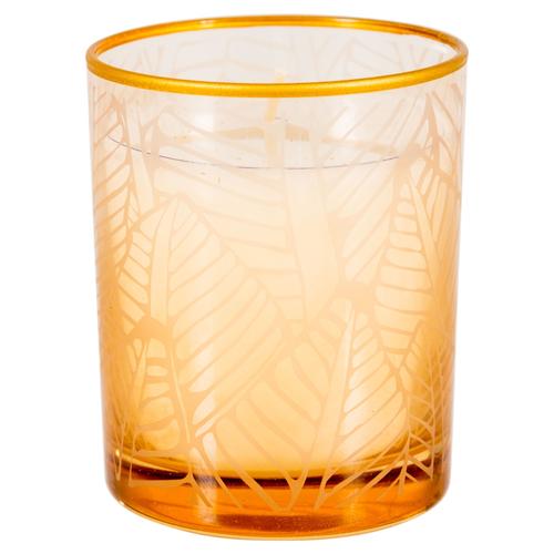  LEAF KOKULU CAM BARDAK MUM  AMBER