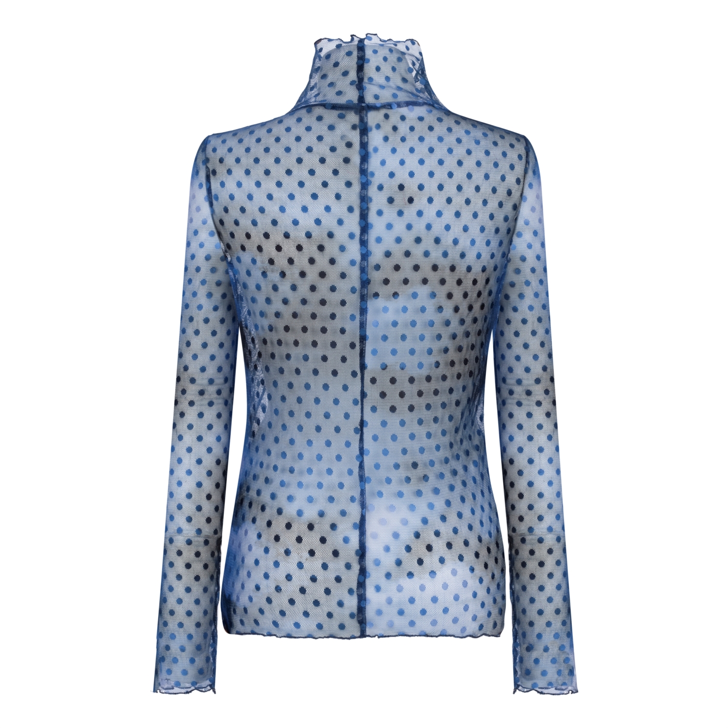 DİK YAKA BASKILI TRANSPARAN BLUZ