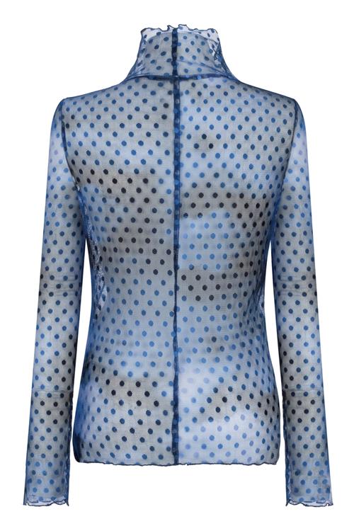  DİK YAKA BASKILI TRANSPARAN BLUZ