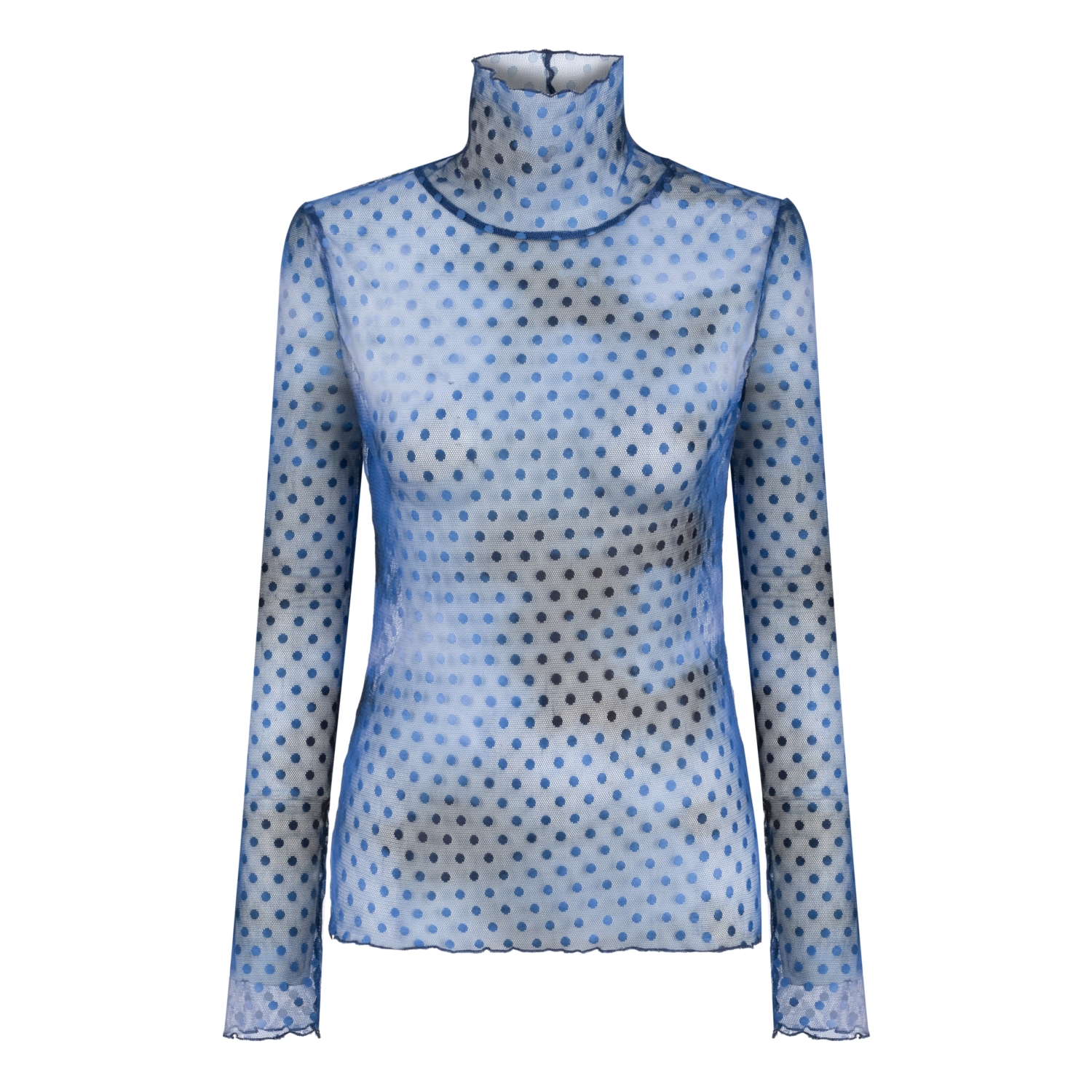 DİK YAKA BASKILI TRANSPARAN BLUZ