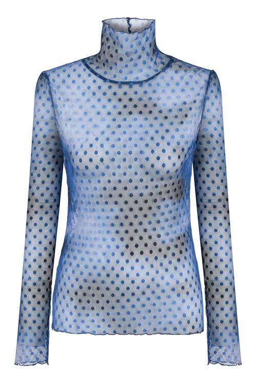  DİK YAKA BASKILI TRANSPARAN BLUZ