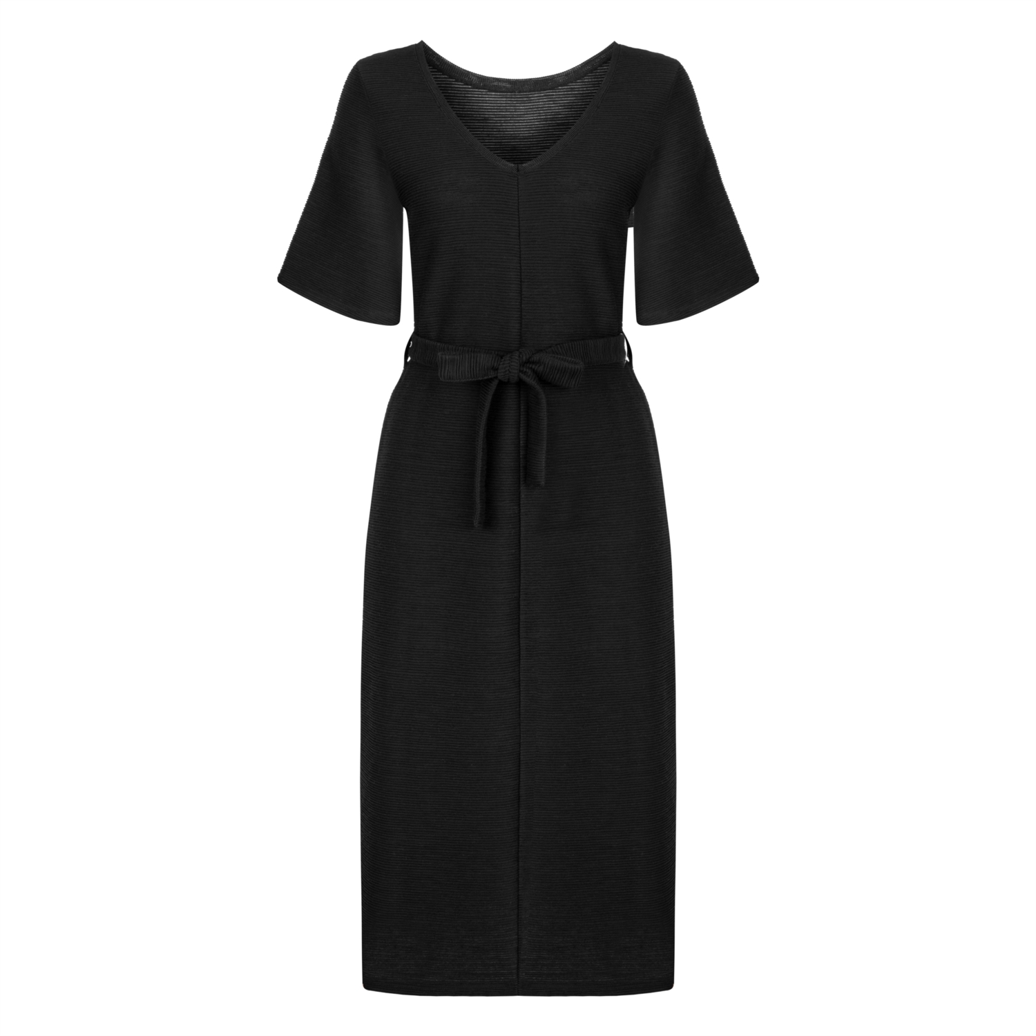 V YAKA MİDİ ELBİSE