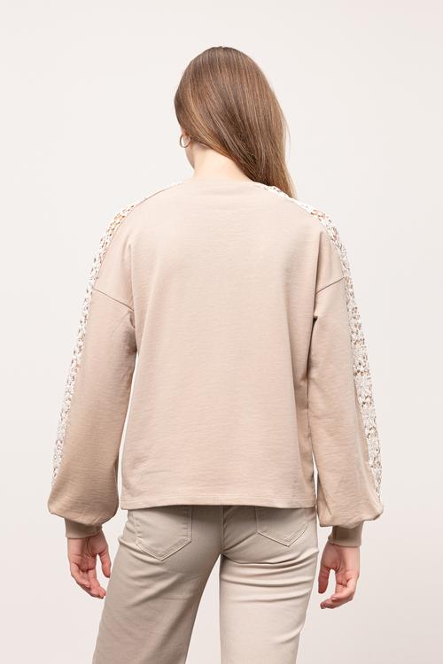  BİSİKLET YAKA DANTELLİ SWEATSHIRT