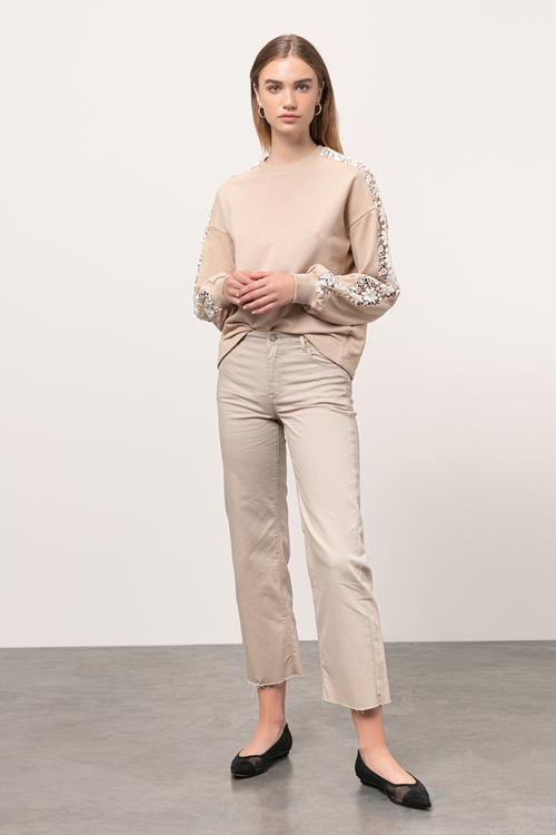  BİSİKLET YAKA DANTELLİ SWEATSHIRT