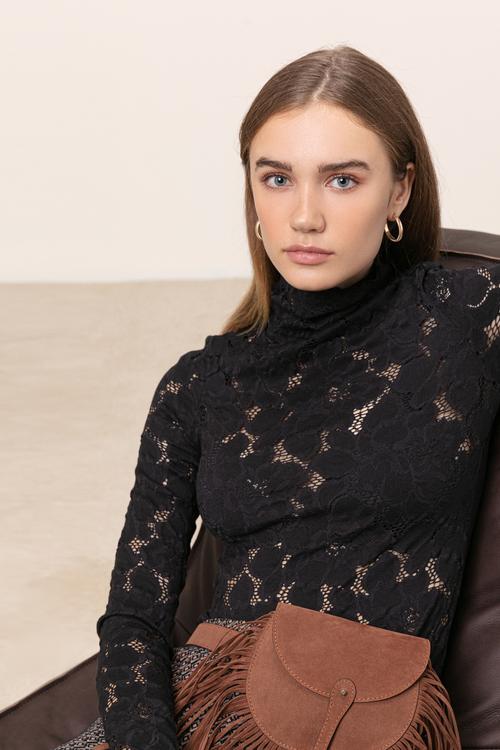  DİK YAKA DANTELLİ BLUZ