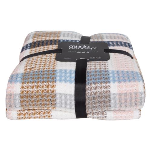  OXFORD SCOTCH BEJ - MAVİ BATTANIYE ÇİFT KİŞİLİK 200x220 CM