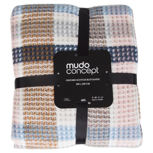  OXFORD SCOTCH BEJ - MAVİ BATTANIYE ÇİFT KİŞİLİK 200x220 CM