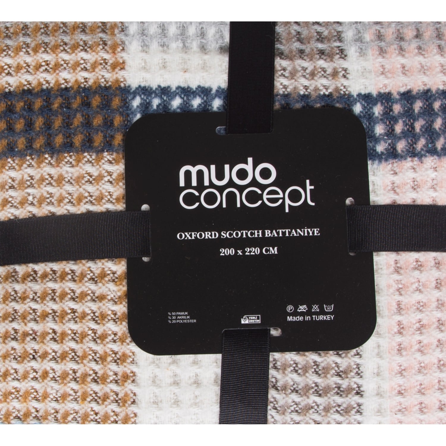 OXFORD SCOTCH BEJ - MAVİ BATTANIYE ÇİFT KİŞİLİK 200x220 CM