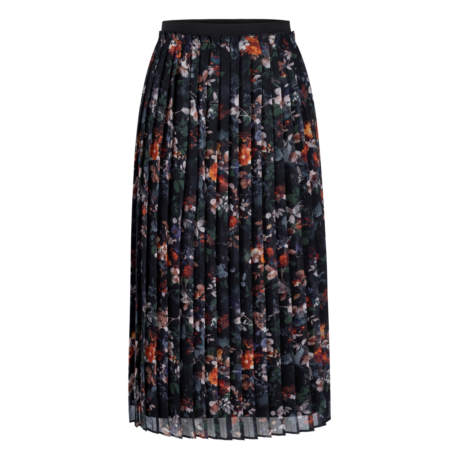 ÇİÇEK DESENLİ PİLELİ MİDİ ETEK