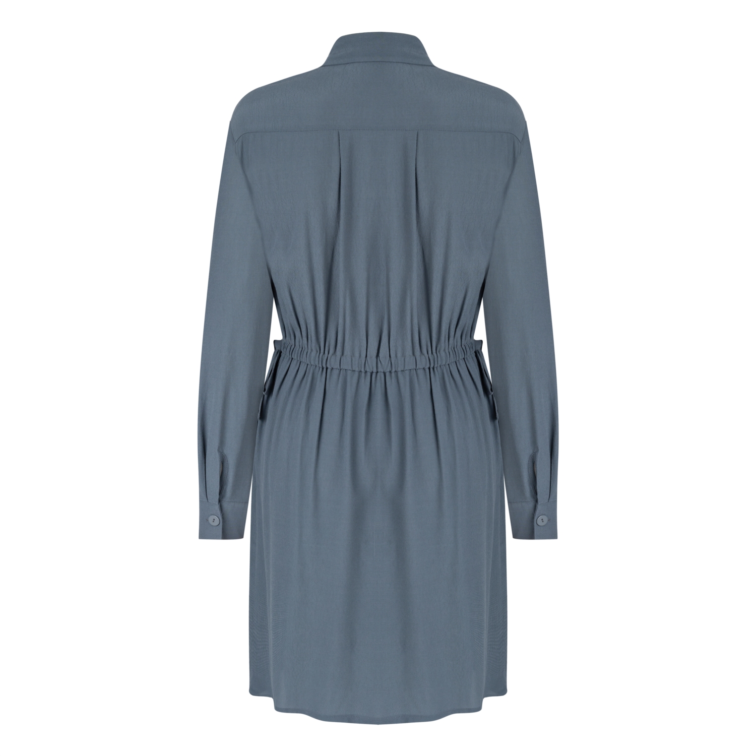 BELİ LASTİKLİ MİNİ GÖMLEK ELBİSE