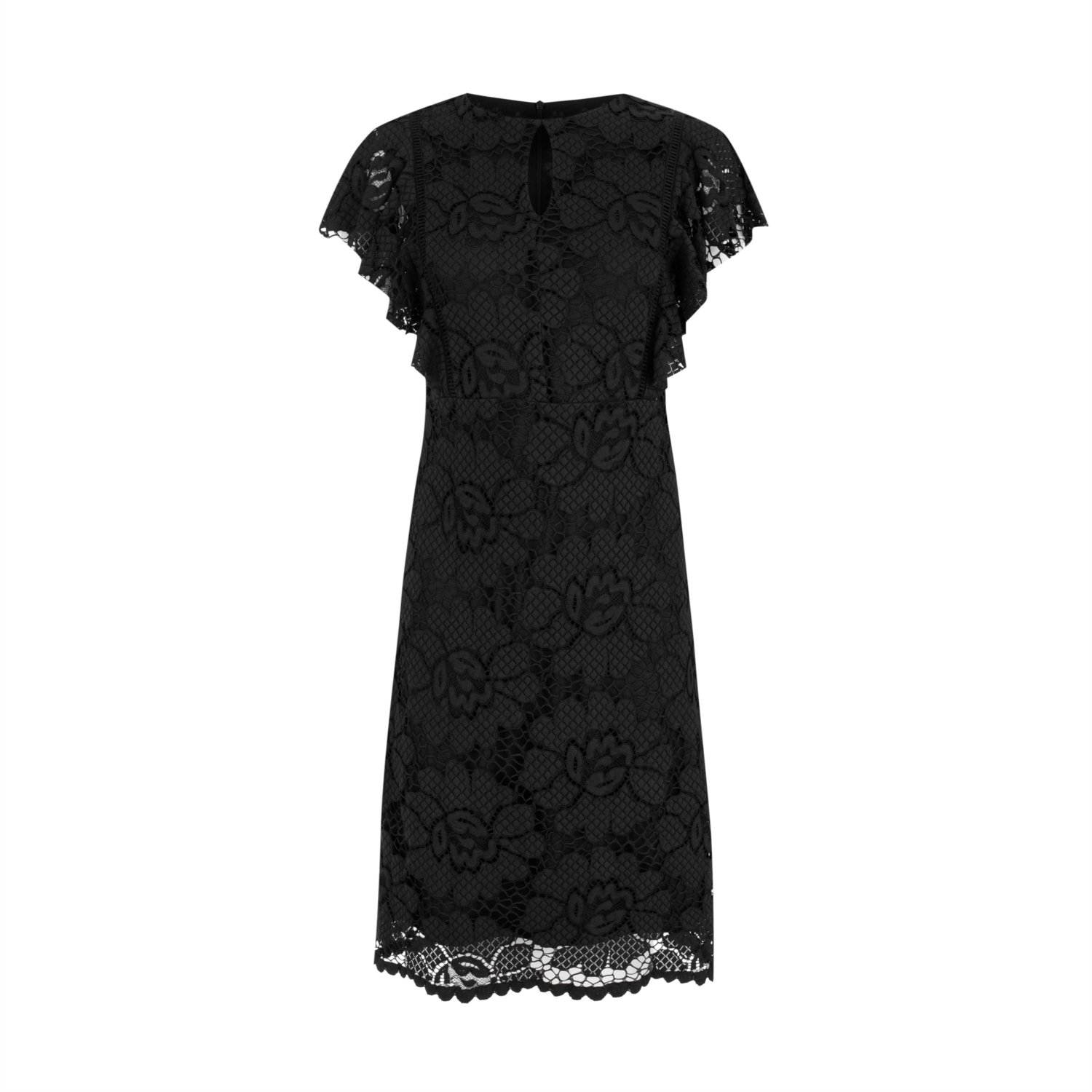 ÇİÇEK DESENLİ DANTELLİ MİDİ ELBİSE