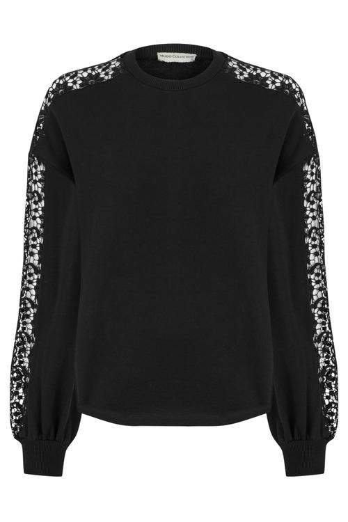  BİSİKLET YAKA DANTELLİ SWEATSHIRT