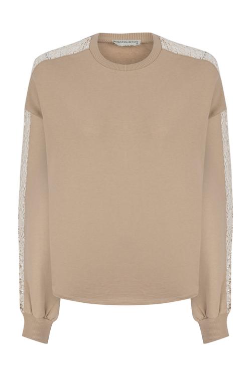  BİSİKLET YAKA DANTELLİ SWEATSHIRT