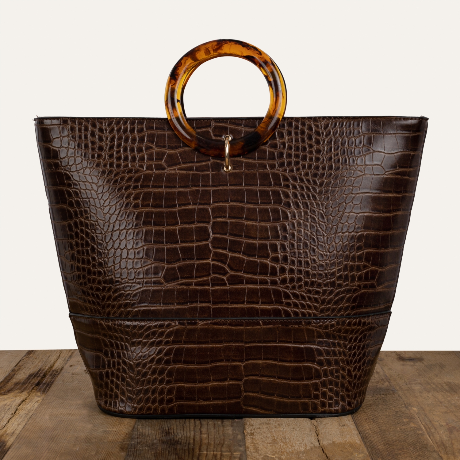 TİMSAH DERİSİ GÖRÜNÜMLÜ EL ÇANTASI