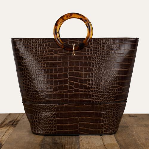  TİMSAH DERİSİ GÖRÜNÜMLÜ EL ÇANTASI