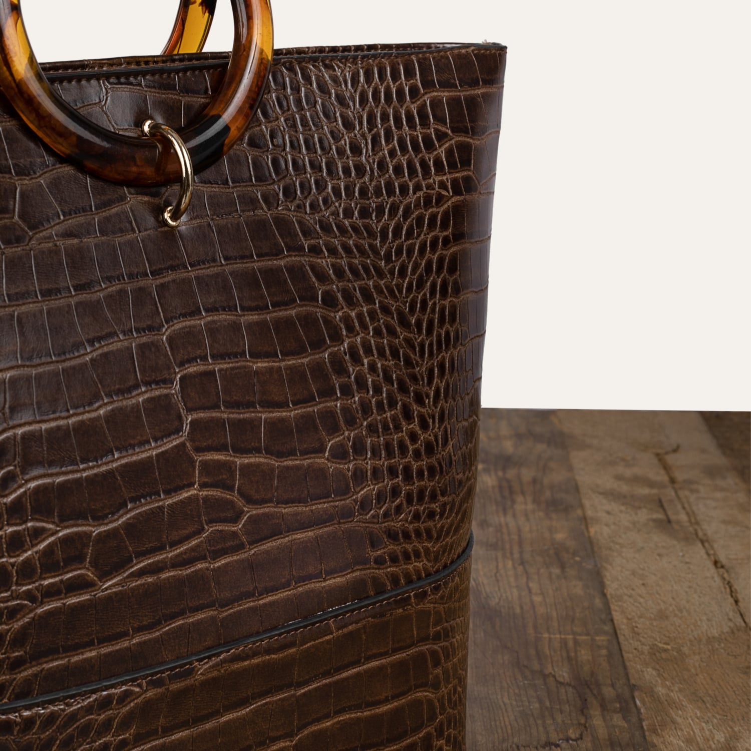 TİMSAH DERİSİ GÖRÜNÜMLÜ EL ÇANTASI