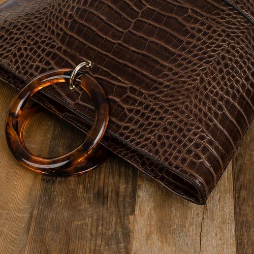  TİMSAH DERİSİ GÖRÜNÜMLÜ EL ÇANTASI