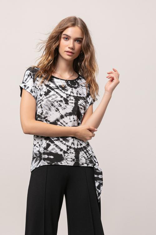  YANDAN BAĞLAMALI VİSKOZ T-SHIRT