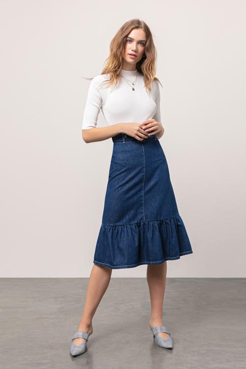  JEAN MİDİ KLOŞ ETEK