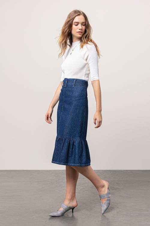  JEAN MİDİ KLOŞ ETEK
