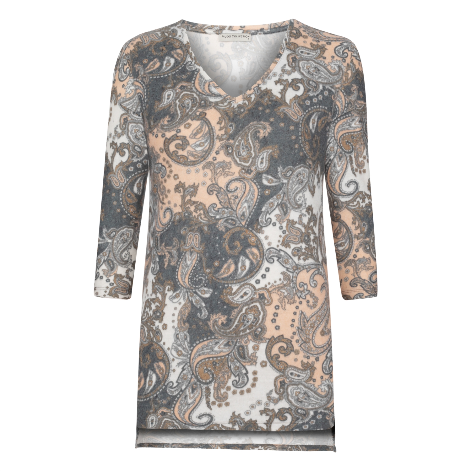 V YAKA DESENLİ TRİKO SWEATSHIRT