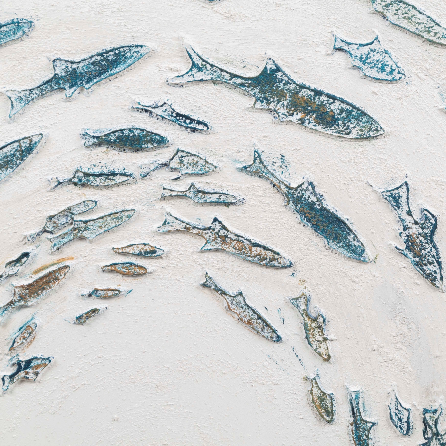 BALIKLAR AHŞAP YAĞLI BOYA TABLO 75 CM