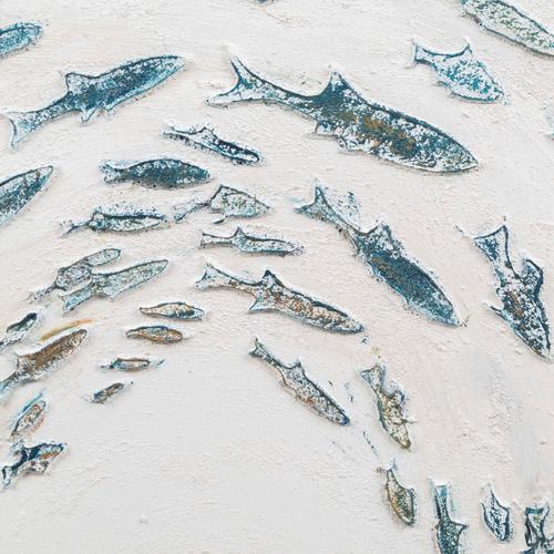  BALIKLAR AHŞAP YAĞLI BOYA TABLO 75 CM