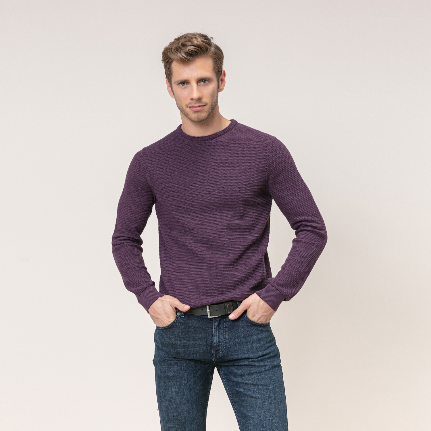 PAMUKLU ÖRGÜ DESENLİ KAZAK