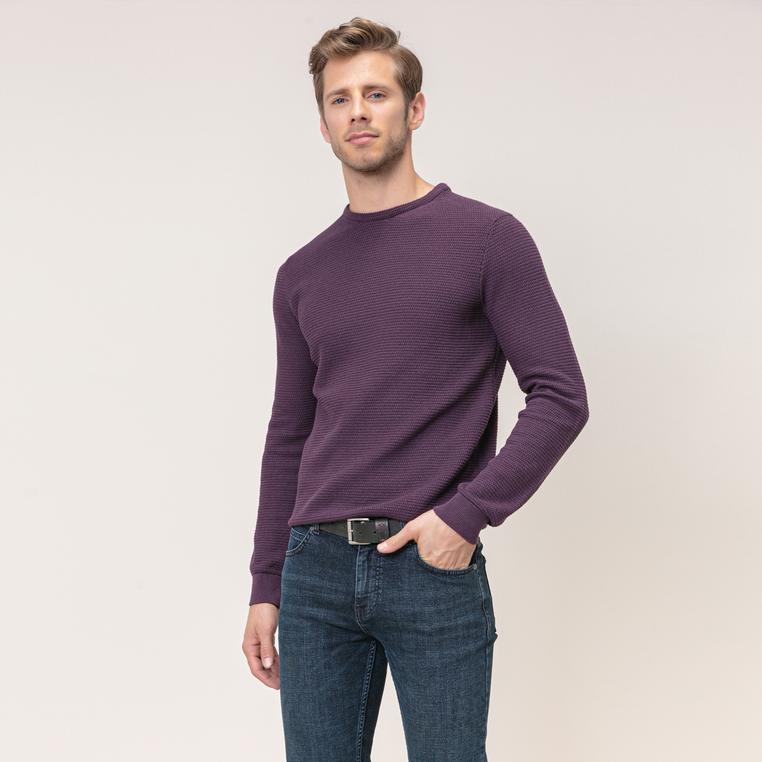 PAMUKLU ÖRGÜ DESENLİ KAZAK