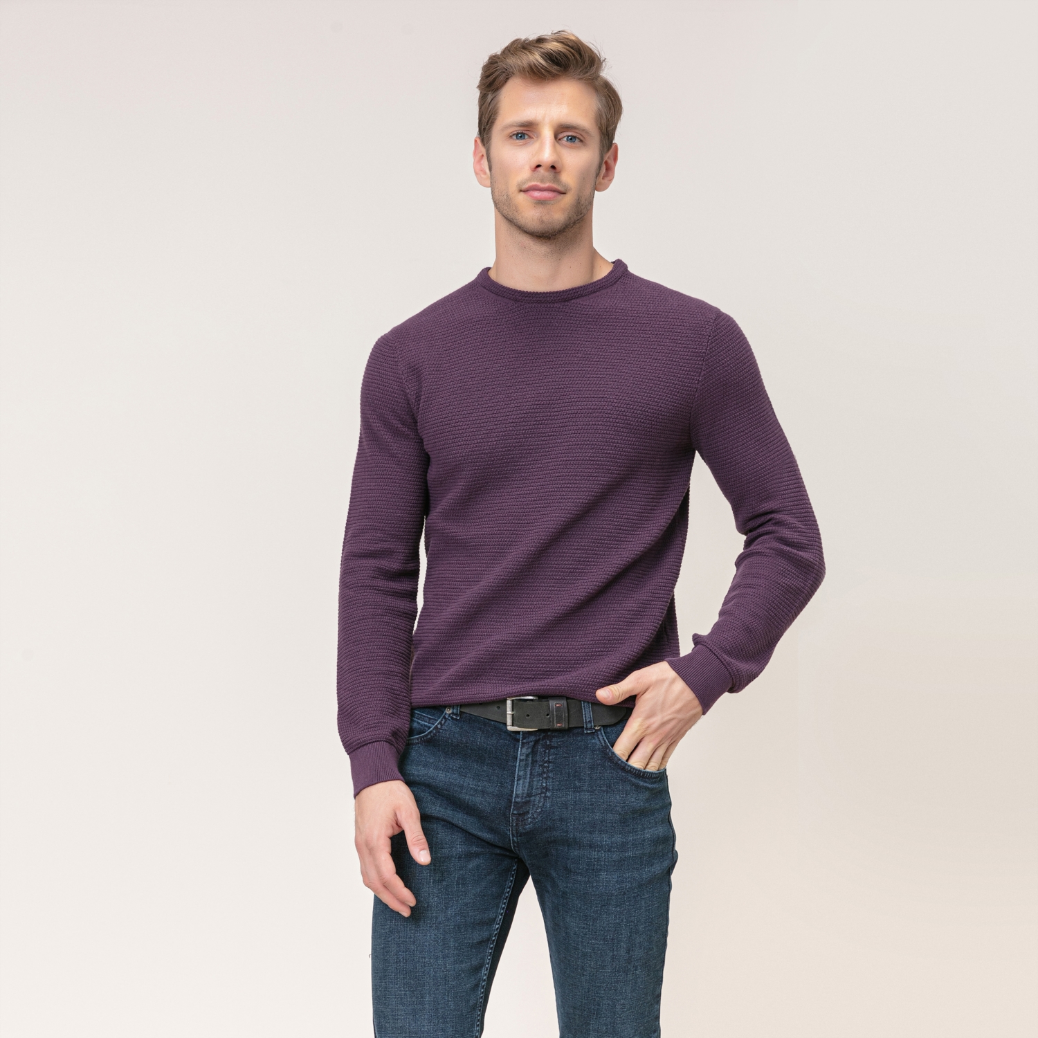 PAMUKLU ÖRGÜ DESENLİ KAZAK