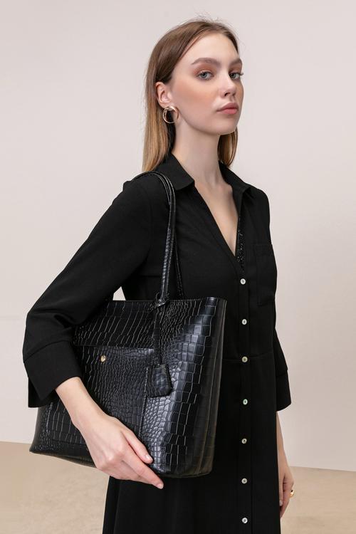  YAKA DETAYLI MİDİ GÖMLEK ELBİSE