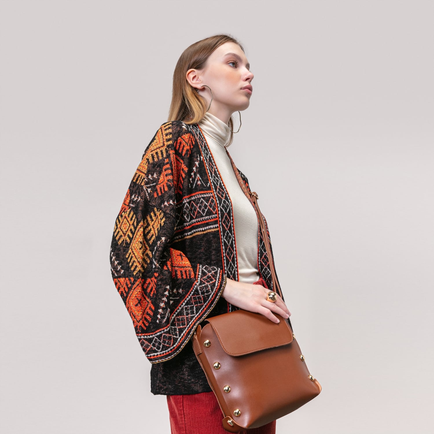 ETNİK DESENLİ PAMUKLU HIRKA