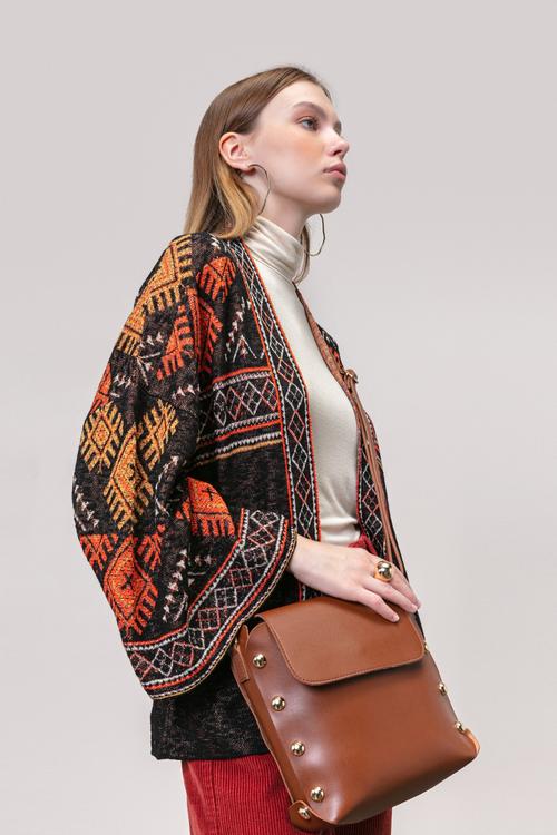  ETNİK DESENLİ PAMUKLU HIRKA