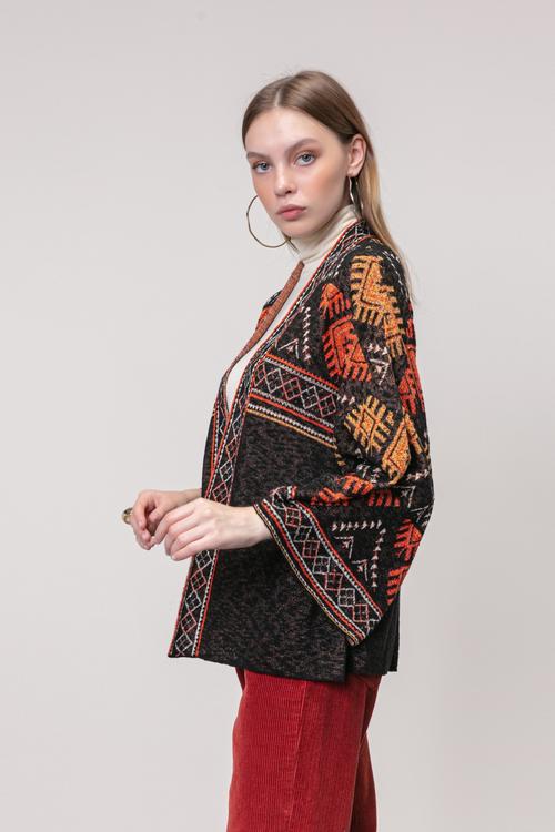  ETNİK DESENLİ PAMUKLU HIRKA