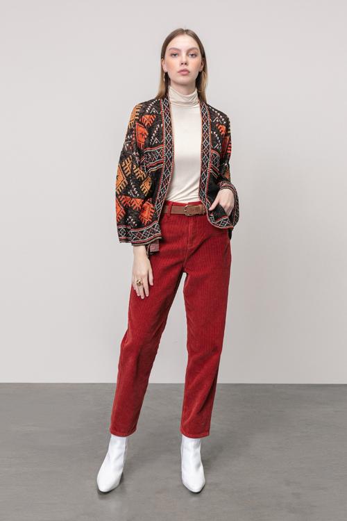  ETNİK DESENLİ PAMUKLU HIRKA