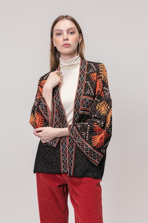  ETNİK DESENLİ PAMUKLU HIRKA