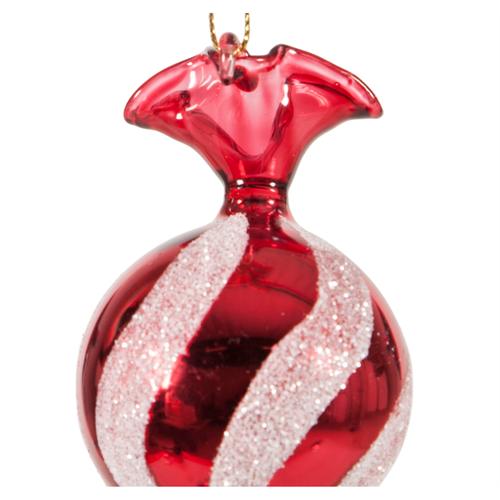  CANDY KIRMIZI CAM YILBAŞI AĞAÇ SÜSÜ 5X10CM