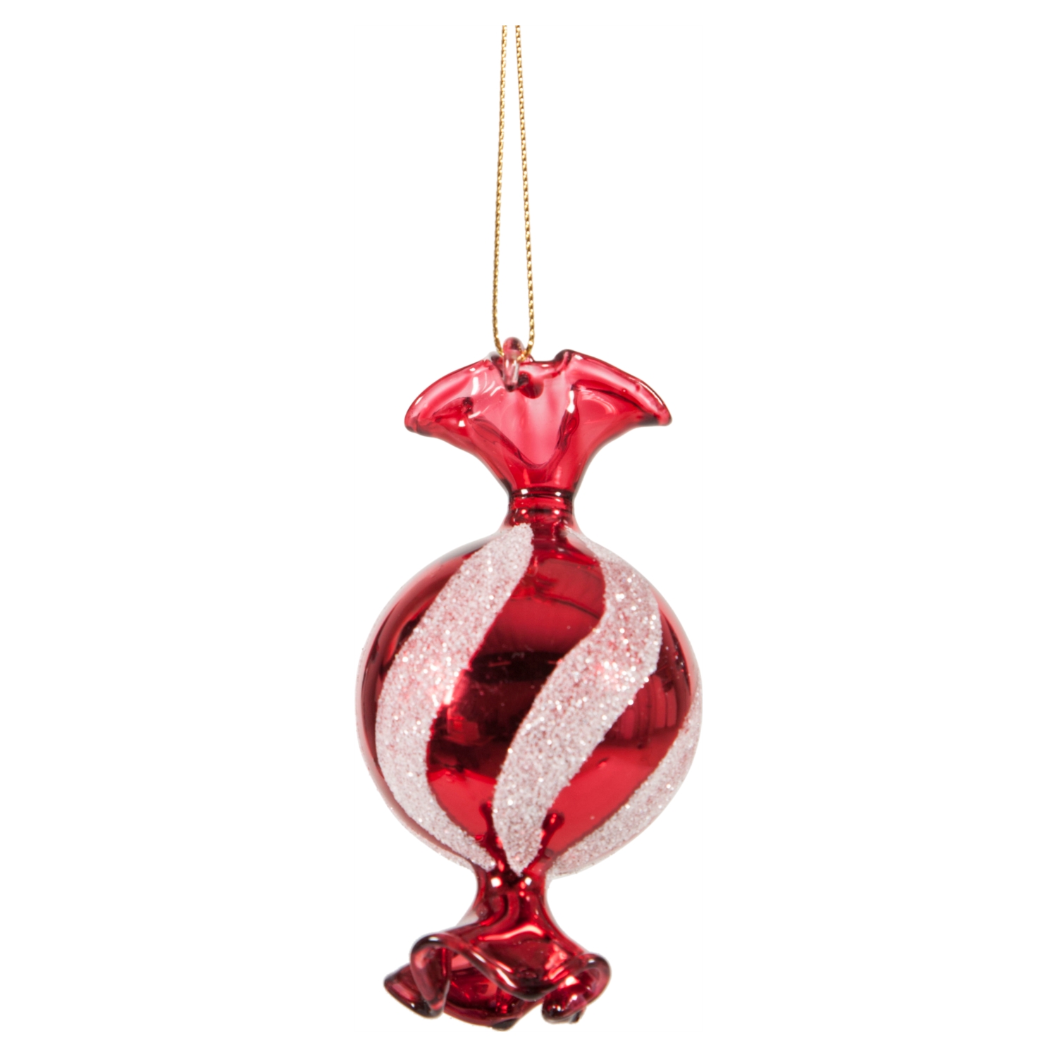 CANDY KIRMIZI CAM YILBAŞI AĞAÇ SÜSÜ 5X10CM