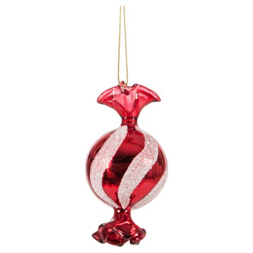  CANDY KIRMIZI CAM YILBAŞI AĞAÇ SÜSÜ 5X10CM