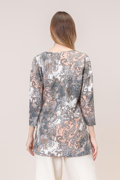  V YAKA DESENLİ TRİKO SWEATSHIRT